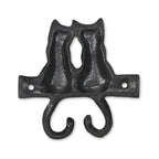 Two Hook 5" Black Cast Iron Cats Wall Hook
