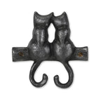 Two Hook 5" Black Cast Iron Cats Wall Hook