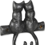 Two Hook 5" Black Cast Iron Cats Wall Hook