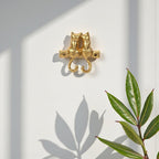 Two Hook 5" Gold Cast Iron Cats Wall Hooks