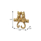 Two Hook 5" Gold Cast Iron Cats Wall Hooks
