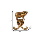 Two Hook 2" Antiqued Gold Cast Iron Pig Wall Hooks