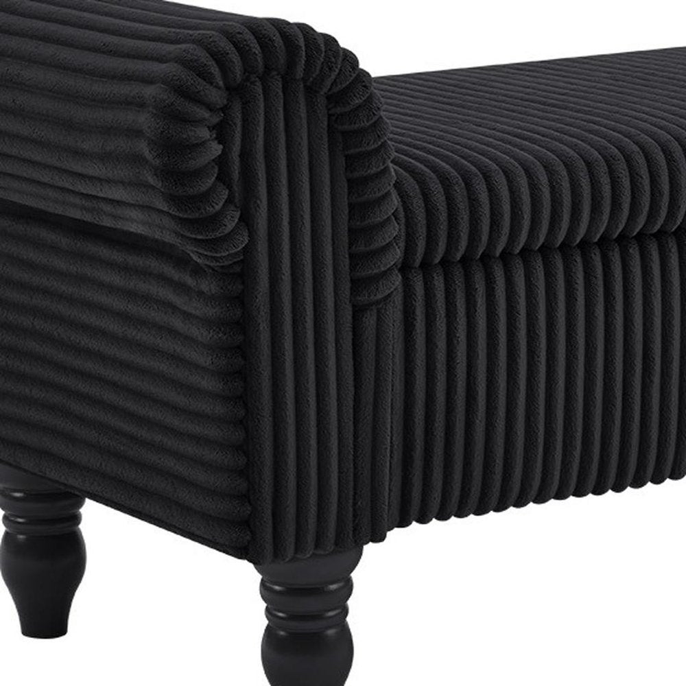 55" White and Brown Corduroy and Solid Wood Upholstered Storage Bench With Flip Top