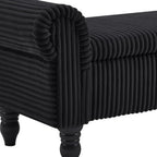 55" White and Brown Corduroy and Solid Wood Upholstered Storage Bench With Flip Top