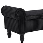 55" White and Brown Corduroy and Solid Wood Upholstered Storage Bench With Flip Top