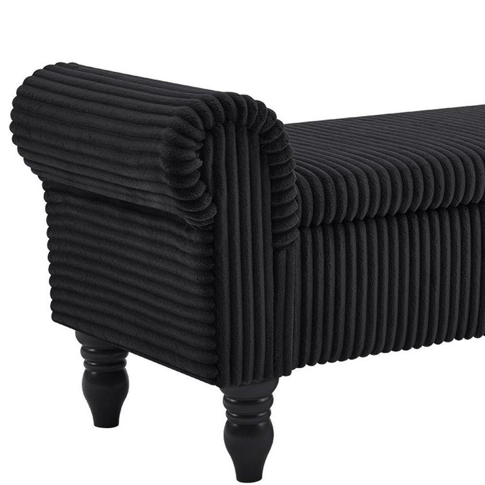 55" White and Brown Corduroy and Solid Wood Upholstered Storage Bench With Flip Top