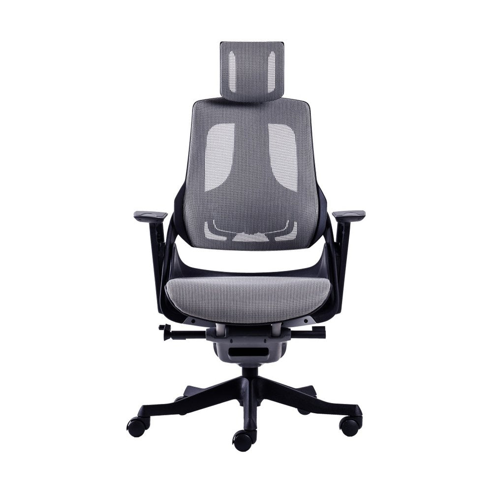 Gray And Black Adjustable Height Swivel Rolling Executive Office Chair