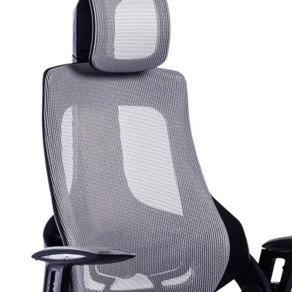 Gray And Black Adjustable Height Swivel Rolling Executive Office Chair