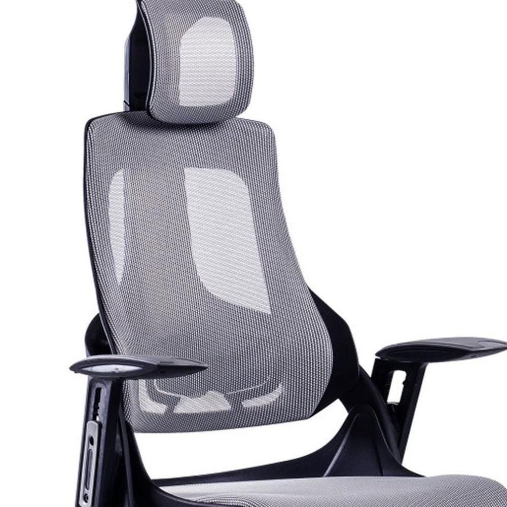 Gray And Black Adjustable Height Swivel Rolling Executive Office Chair