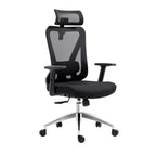 Black And Silver Adjustable Height Swivel Rolling Office Chair