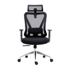 Black And Silver Adjustable Height Swivel Rolling Office Chair
