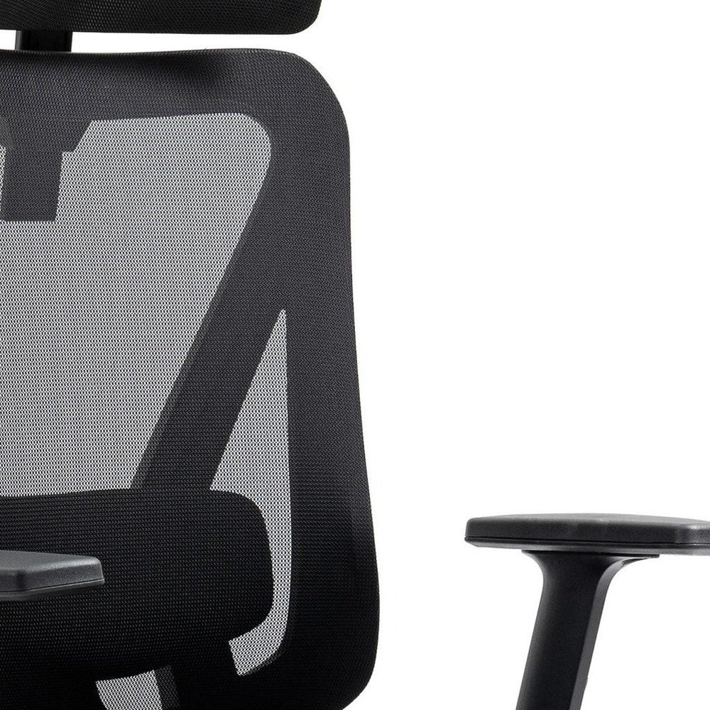 Black And Silver Adjustable Height Swivel Rolling Office Chair