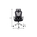 Black And Silver Adjustable Height Swivel Rolling Office Chair