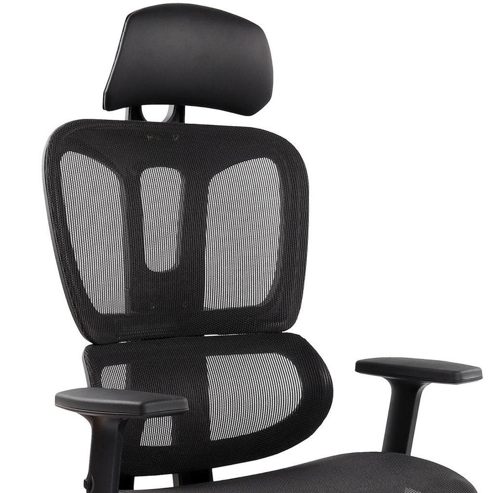 Black Adjustable Height Swivel Rolling Office Chair With Footrest