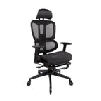 Black Adjustable Height Swivel Rolling Office Chair With Footrest