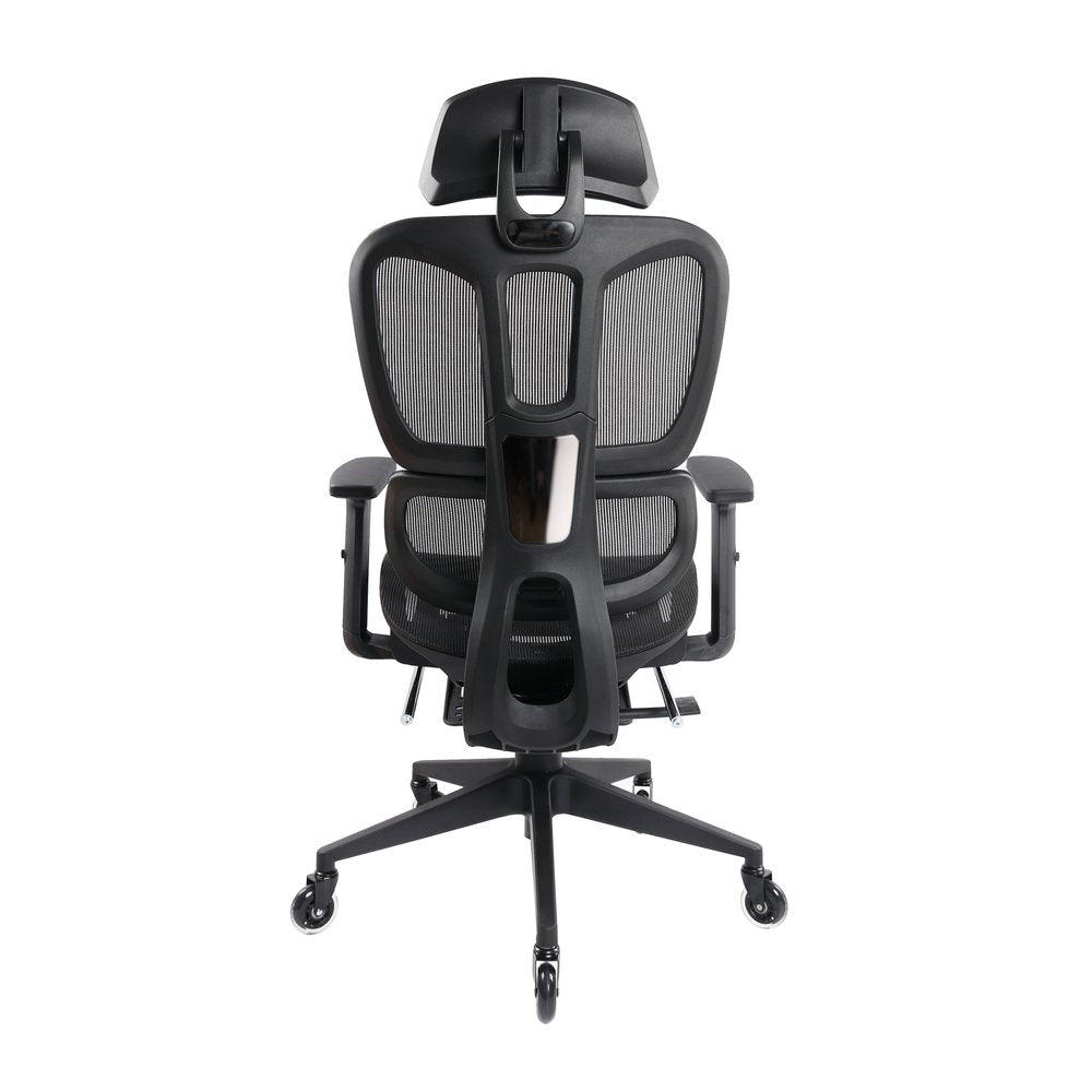 Black Adjustable Height Swivel Rolling Office Chair With Footrest