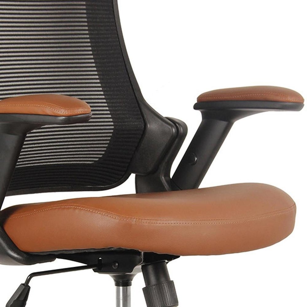 Brown Adjustable Height Swivel Rolling Office Chair