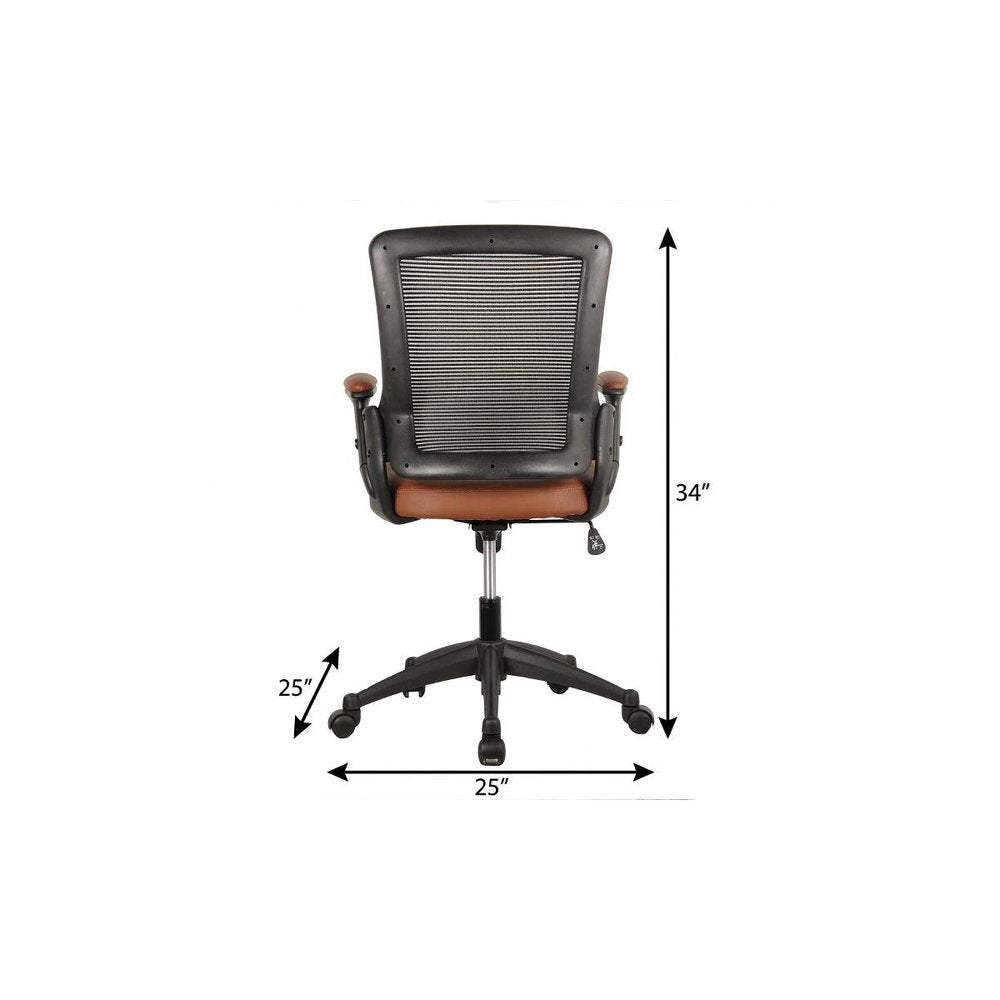 Brown Adjustable Height Swivel Rolling Office Chair