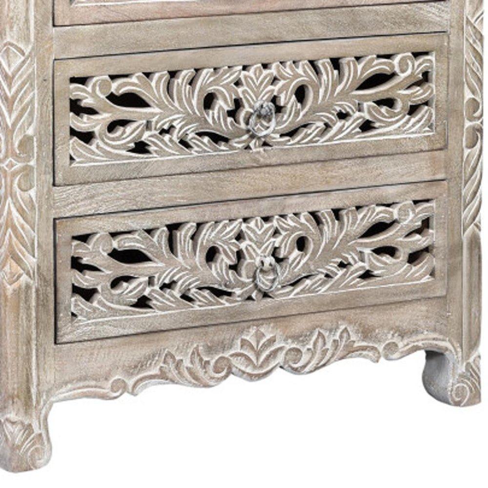 Five Piec Gray Solid Wood Bedroom Set With Mirror