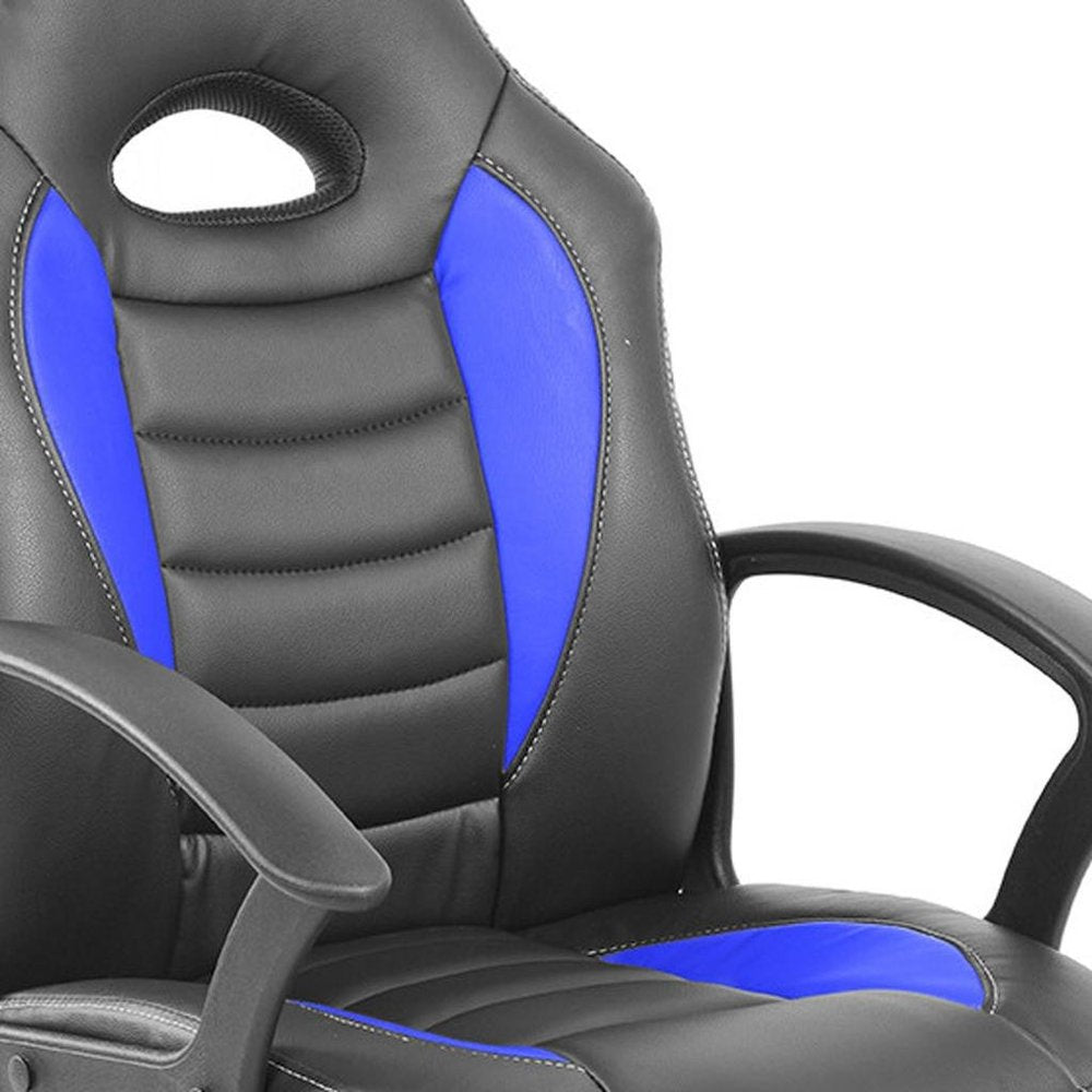Blue Adjustable Height Swivel Rolling Gaming Chair