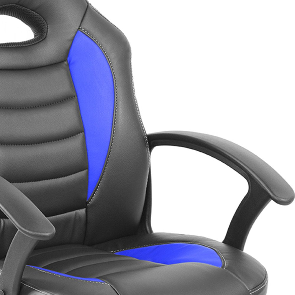 Blue Adjustable Height Swivel Rolling Gaming Chair