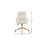 White And Gold Boucle Swivel Rolling Executive Office Chair