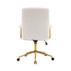 White And Gold Boucle Swivel Rolling Executive Office Chair