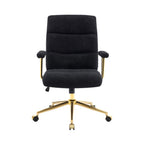 White And Gold Boucle Swivel Rolling Executive Office Chair