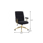 White And Gold Boucle Swivel Rolling Executive Office Chair