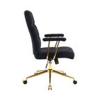 White And Gold Boucle Swivel Rolling Executive Office Chair