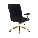 White And Gold Boucle Swivel Rolling Executive Office Chair