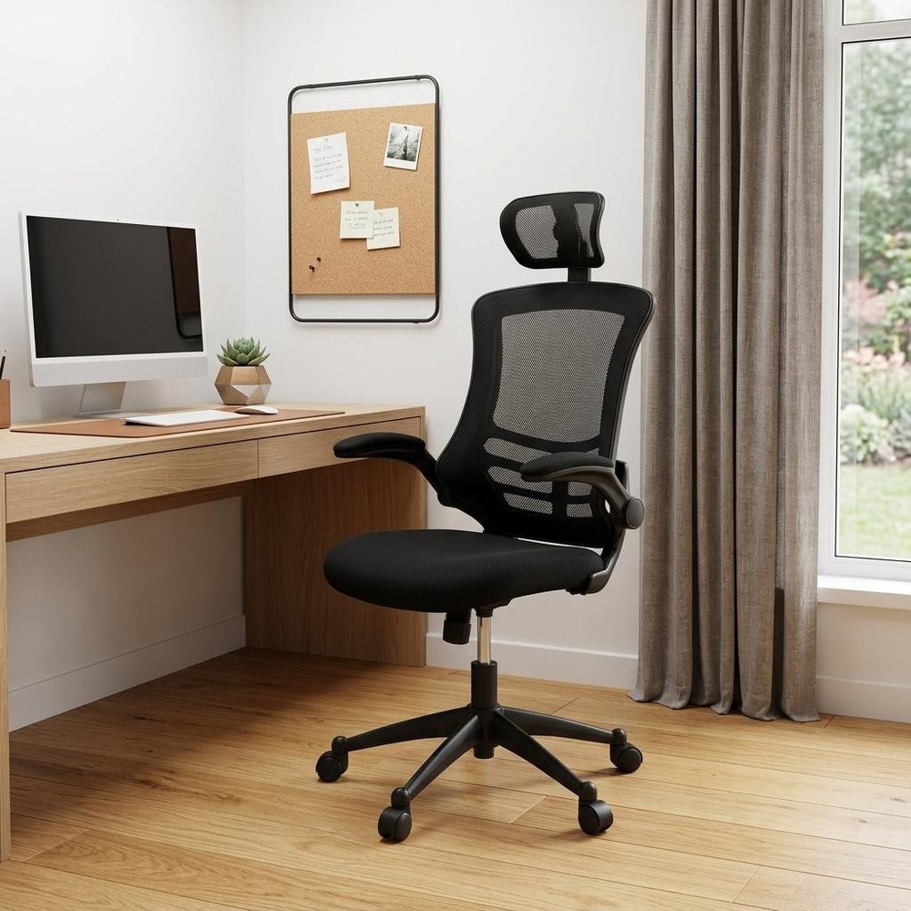 Black Adjustable Height Swivel Rolling Executive Office Chair