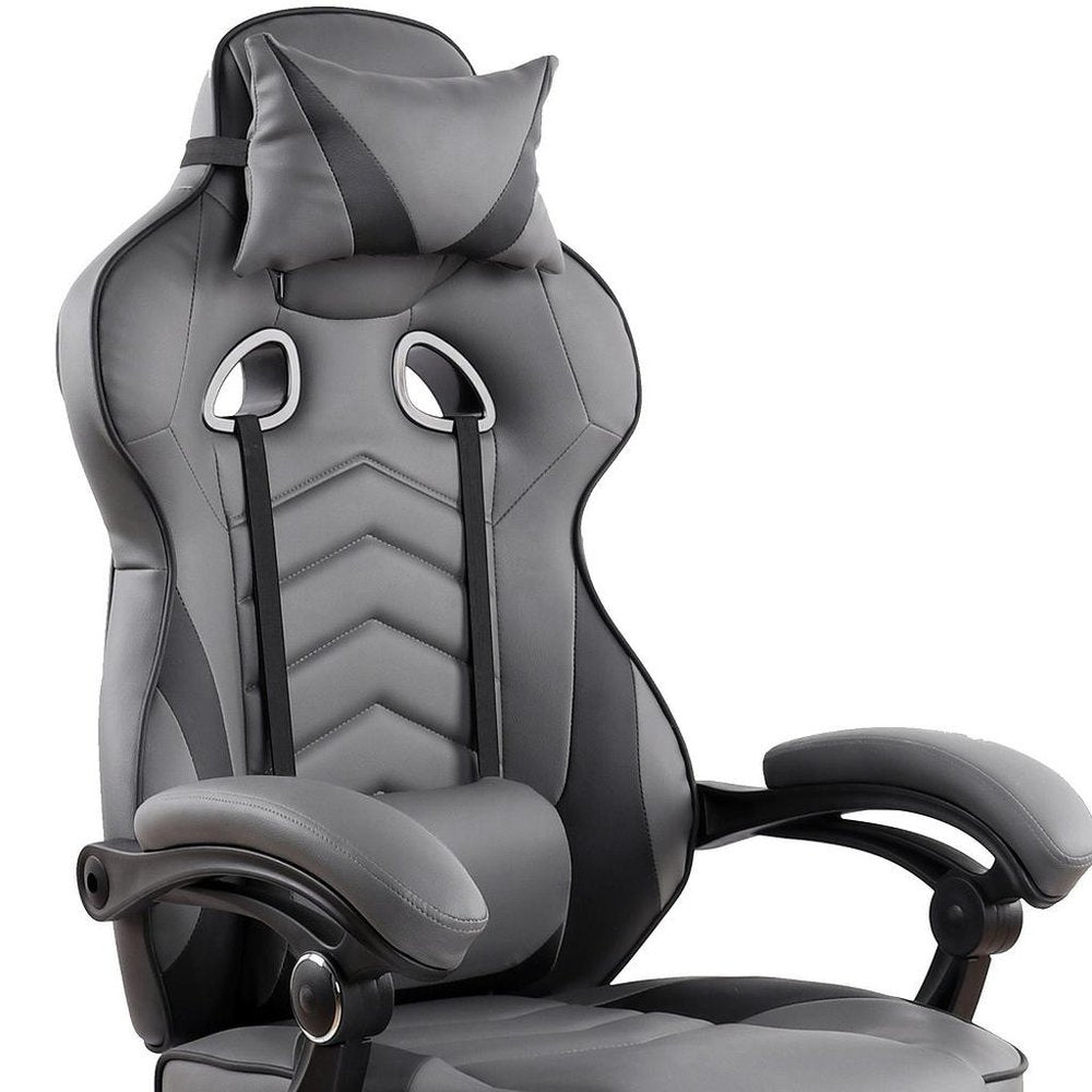 Gray Adjustable Height Swivel Rolling Racecar Executive Office Chair