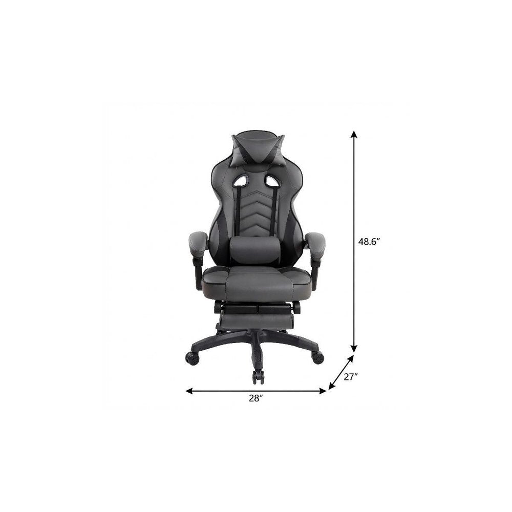 Gray Adjustable Height Swivel Rolling Racecar Executive Office Chair