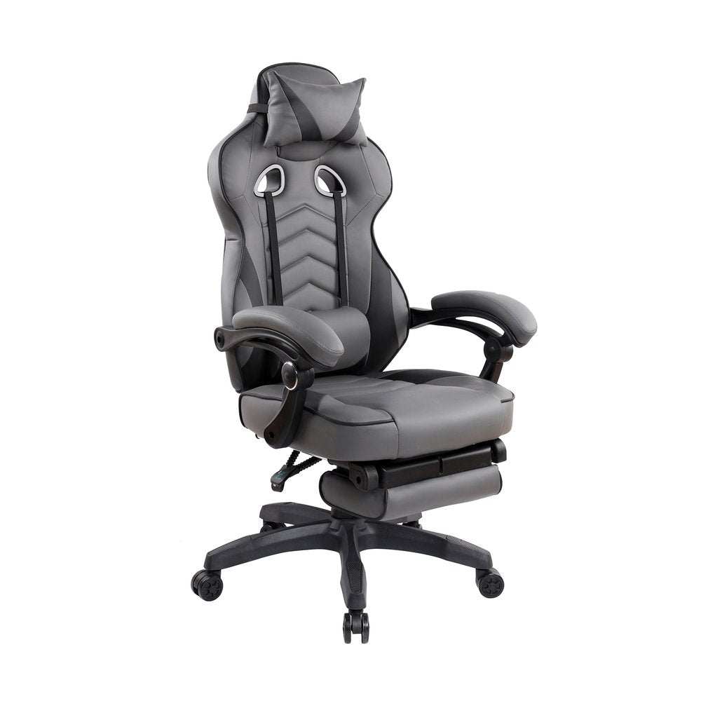 Gray Adjustable Height Swivel Rolling Racecar Executive Office Chair