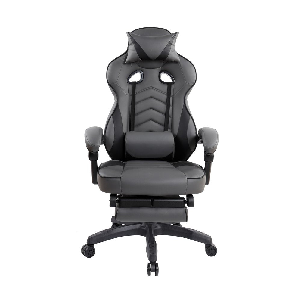 Gray Adjustable Height Swivel Rolling Racecar Executive Office Chair