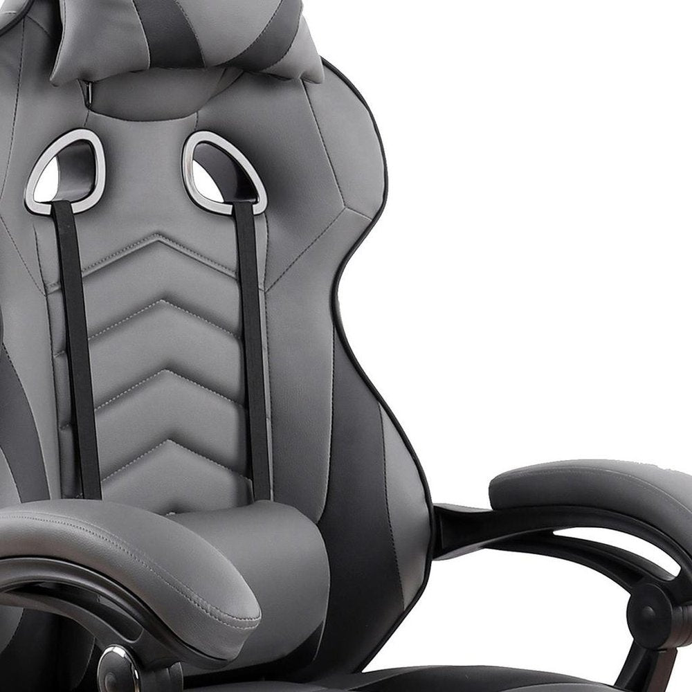 Gray Adjustable Height Swivel Rolling Racecar Executive Office Chair