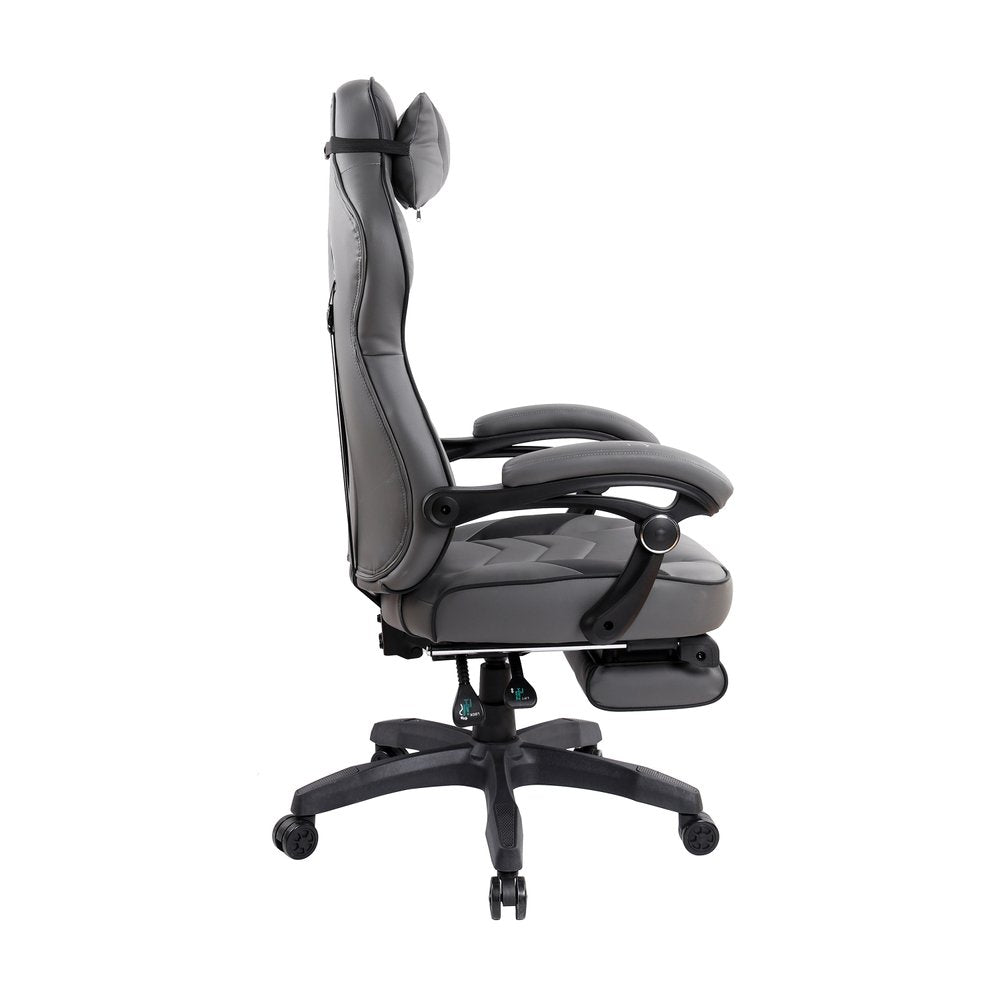 Gray Adjustable Height Swivel Rolling Racecar Executive Office Chair