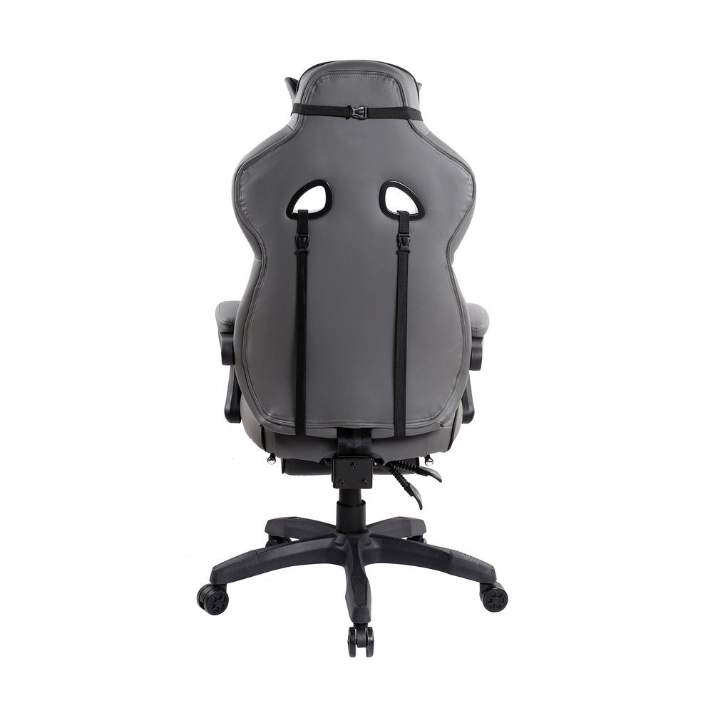 Gray Adjustable Height Swivel Rolling Racecar Executive Office Chair