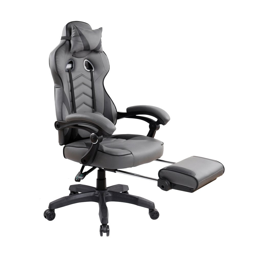 Gray Adjustable Height Swivel Rolling Racecar Executive Office Chair