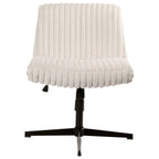 Ivory And Black Adjustable Height Faux Fur Swivel Rolling Gaming Chair