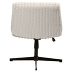 Ivory And Black Adjustable Height Faux Fur Swivel Rolling Gaming Chair