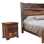 Five Piec Dark Brown Solid Wood Bedroom Set With Mirror