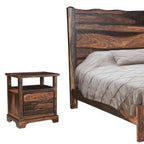 Five Piec Dark Brown Solid Wood Bedroom Set With Mirror