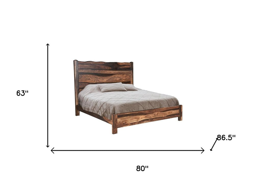 Five Piec Dark Brown Solid Wood Bedroom Set With Mirror