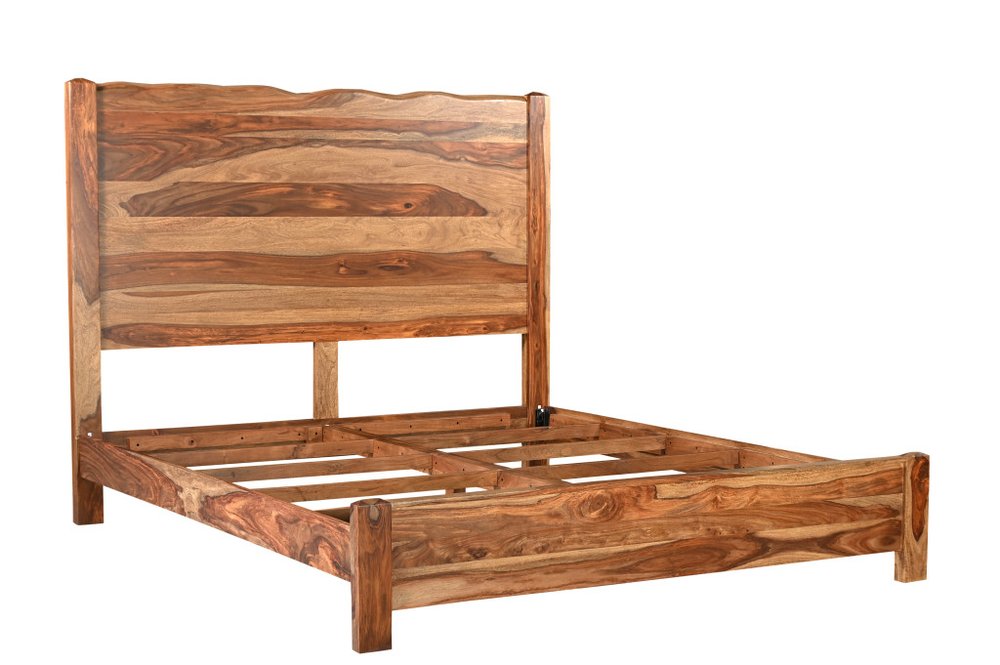Five Piec Brown Solid Wood Bedroom Set With Mirror