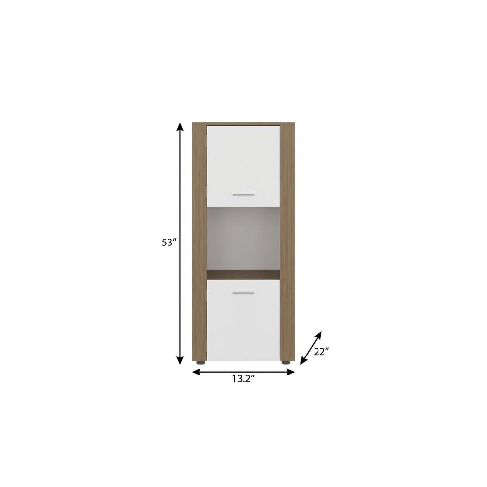 53" Beige Wood One Tier Bookcase with One Door