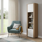 73" Beige Wood One Tier Bookcase with One Door