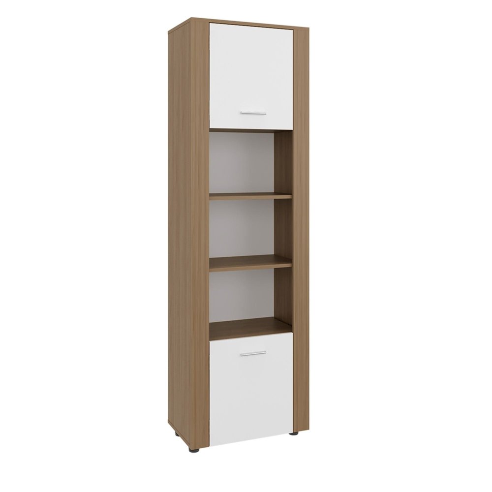 73" Beige Wood One Tier Bookcase with One Door