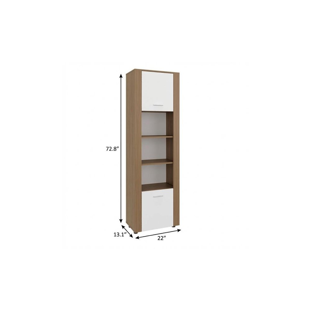 73" Beige Wood One Tier Bookcase with One Door